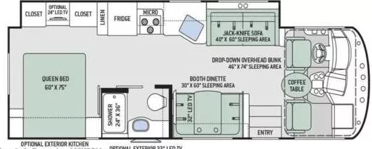 29' 2017 Thor Ace 29.3 w/Slide Floorplan
