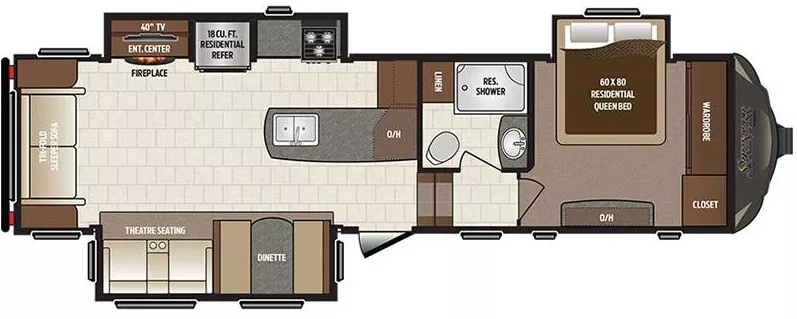 34' 2018 Keystone Sprinter 20th Anniversary 298FWRLS w/3 Slides Floorplan