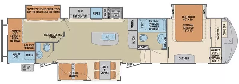 42' 2019 Forest River Palomino Columbus 374BH w/4 Slides - Bunk House Floorplan