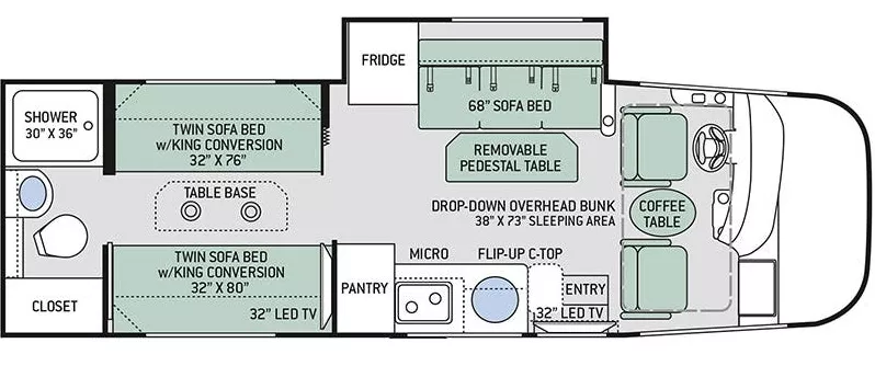 27' 2018 Thor Axis 25.5 w/Slide Floorplan