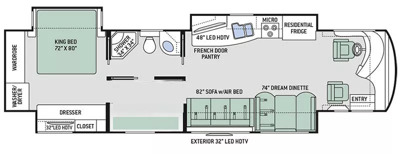 41' 2017 Thor Tuscany Xte 40BX 360hp Cummins w/3 Slides Floorplan