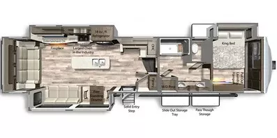 43' 2021 Dutchmen Yukon 400RL w/3 Slides Floorplan