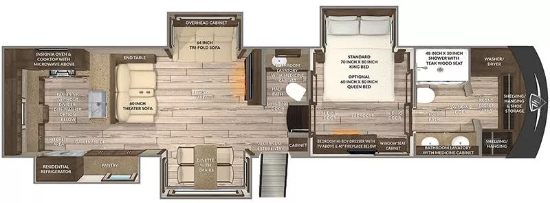 42' 2022 Vanleigh RV Vilano 390LK w/4 Slides Floorplan