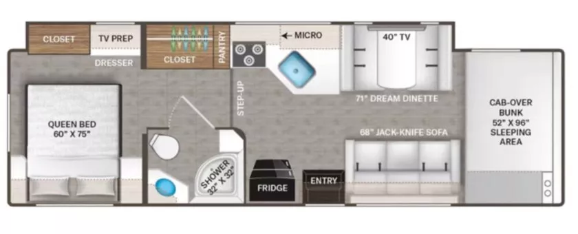 32' 2022 Thor Chateau Victory 31WV w/Slide Floorplan