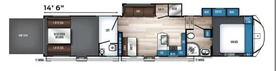 45' 2021 Forest River Vengeance Rogue Armored 4007V w/2 Slides & Generator  - Toy Hauler Floorplan
