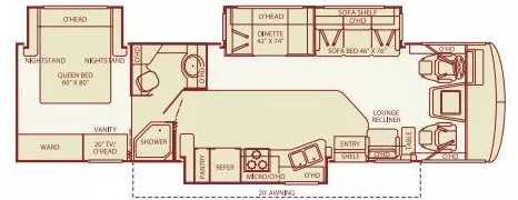 34' 2005 Fleetwood Bounder 34F w/3 Slides Floorplan