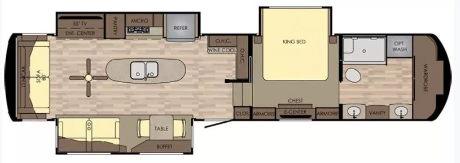 40' 2018 Thor Redwood 3901WB w/3 Slides Floorplan