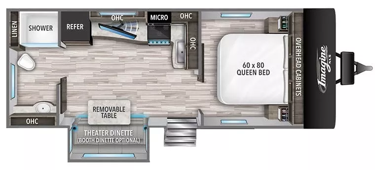 23' 2022 Grand Design Imagine Xls 22RBE w/Slide Floorplan