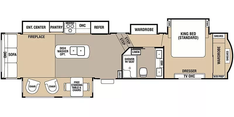 41' 2018 Forest River Cedar Creek Hathaway 38CK2 w/4 Slides Floorplan