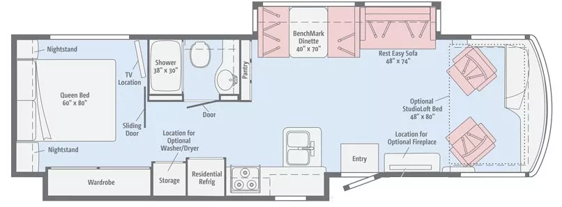 36' 2017 Winnebago Forza 34T 340hp Cummins w/2 Slides Floorplan