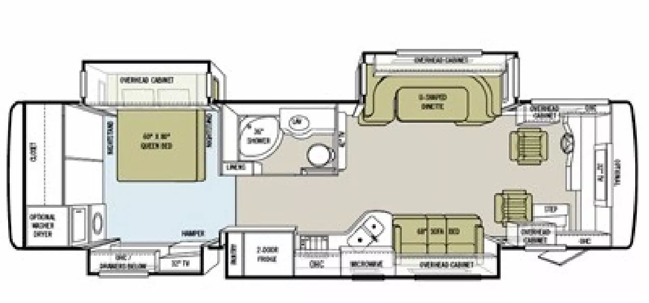 34' 2011 Tiffin Allegro Red 34QFA 400hp Cummins w/4 Slides Floorplan