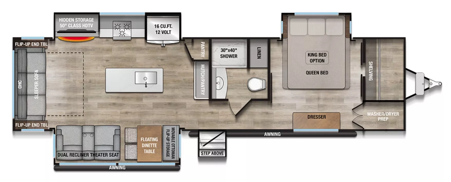 37' 2025 Alliance RV Avenue 332RL w/3 Slides Floorplan