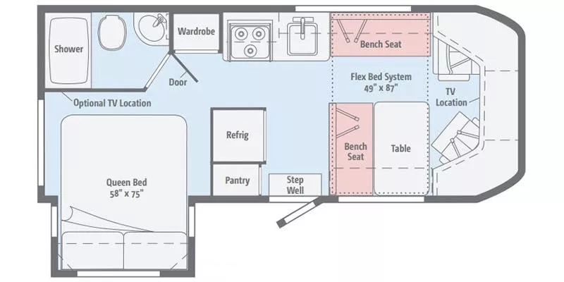 24' 2017 Winnebago Fuse Diesel 23T w/Slide Floorplan