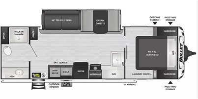 31' 2021 Keystone Bullet Ultra Lite 261RBS w/Slide Floorplan