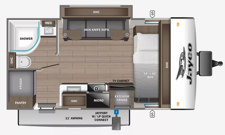 20' 2023 Jayco Jay Feather Micro 166FBS w/Slide Floorplan