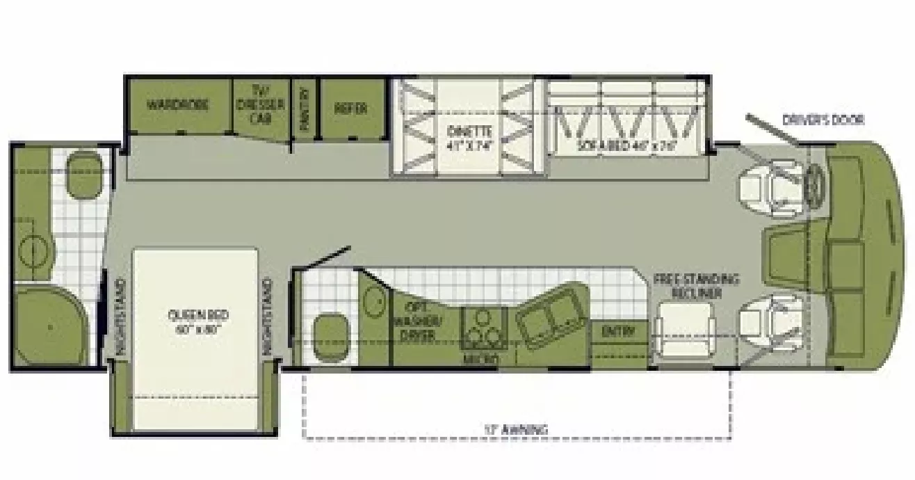 36' 2011 Fleetwood Southwind 36D w/2 Slides Floorplan