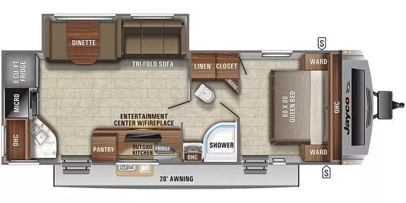 32' 2021 Jayco White Hawk 26RK w/Slide Floorplan