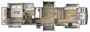 42' 2024 Forest River Columbus 388FK w/6 Slides Floorplan
