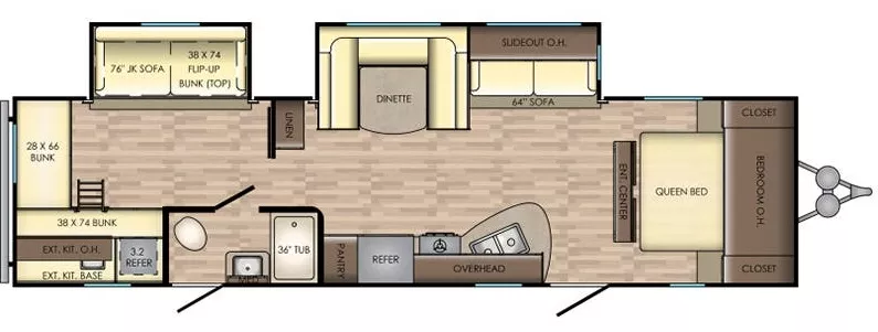 36' 2018 Crossroads Volante 32SB w/2 Slides Floorplan