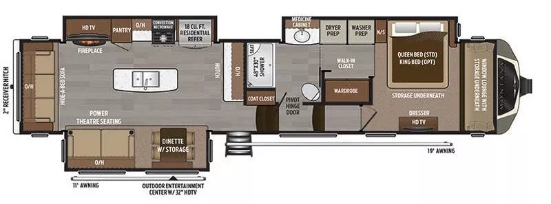 40' 2020 Keystone Montana Legacy 3811MS w/3 Slides & Generator Floorplan
