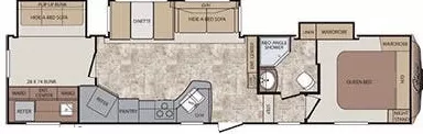 37' 2013 Keystone Cougar 330RBK w/3 Slides - Bunk House Floorplan