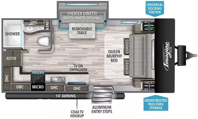 22' 2021 Grand Design Imagine Xls 17MKE w/Slide Floorplan