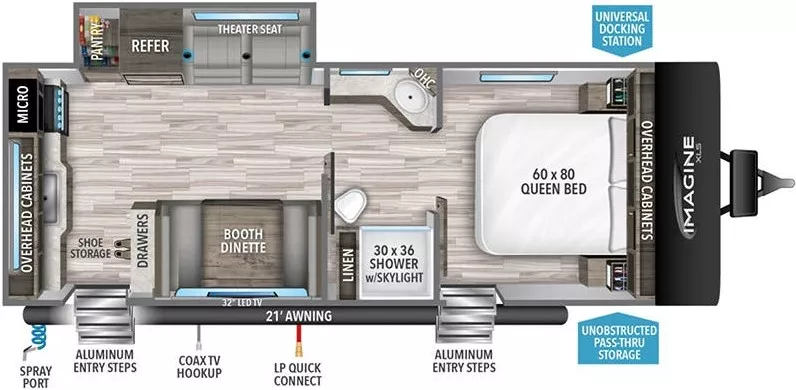 24' 2022 Grand Design Imagine Xls 23LDE w/Slide Floorplan