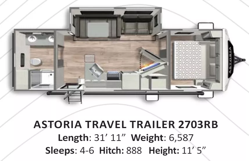 32' 2022 Dutchmen Astoria 2703RB w/Slide Floorplan