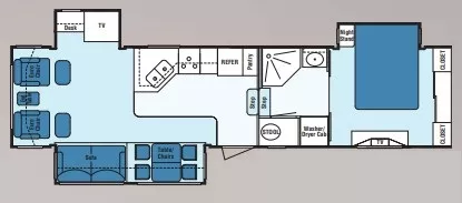37' 2007 K-Z Montego Bay 34RLB3 w/3 Slides Floorplan
