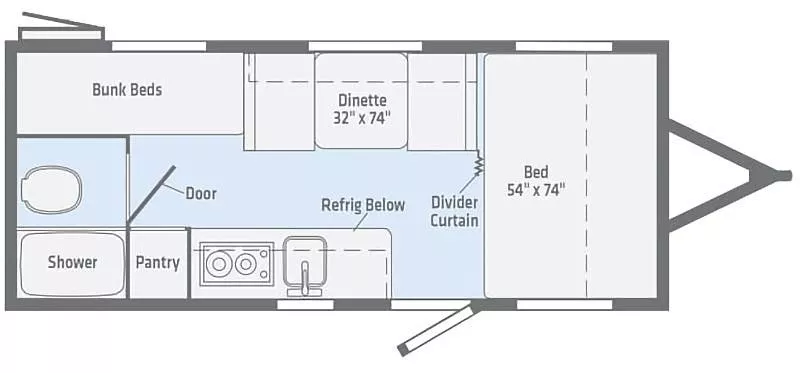 20' 2020 Winnebago Micro Minnie 1700BH w/Slide - Bunk House Floorplan