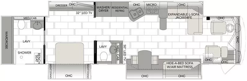 43' 2016 Monaco Diplomat 43SF 450hp Cummins w/3 Slides Floorplan
