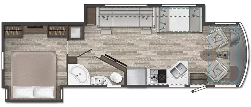 35' 2023 Winnebago Adventurer 30th Anniversary Edition 34W w/2 Slides Floorplan