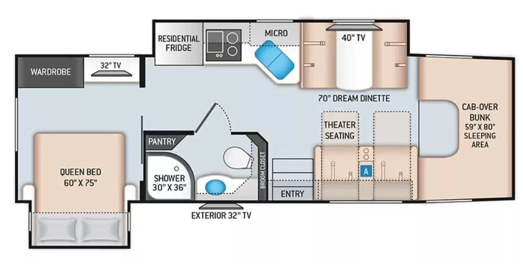 33' 2021 Thor Omni XG32 w/2 Slides Floorplan