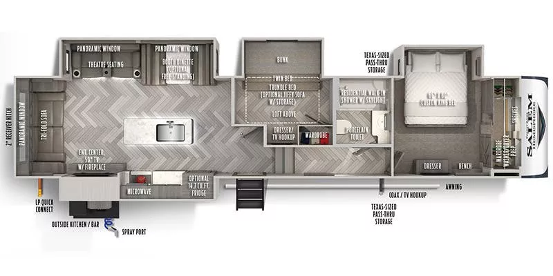 41' 2021 Forest River Salem Hemisphere 370BL w/4 Slides - Bunk House Floorplan