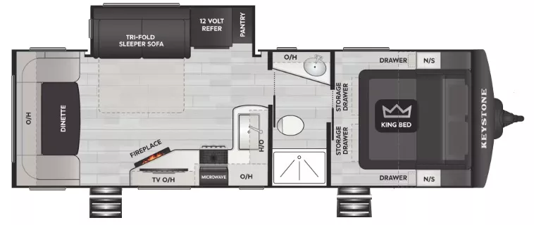 29' 2022 Keystone Cougar 25RDS w/Slide Floorplan