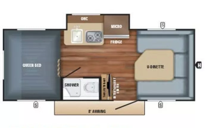 20' 2018 Jayco Hummingbird 17FD w/Slide Floorplan
