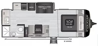 26' 2023 Keystone Cougar 22MLS w/Slide Floorplan