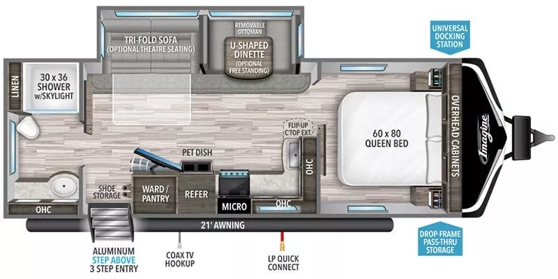 29' 2023 Grand Design Imagine Series 2600RB w/Slide Floorplan