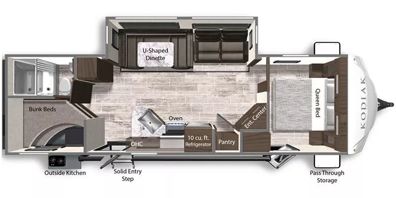 34' 2022 Dutchmen Kodiak Ultra-Lite 296BHSL w/Slide - Bunk House Floorplan