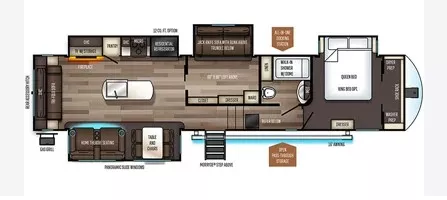 42' 2020 Forest River Sabre 36BHQ w/4 Slides Floorplan