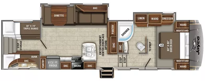 35' 2020 Jayco Eagle Ht 29.5BHOK w/2 Slides - Bunk House Floorplan