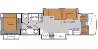 37' 2014 Thor Challenger 37DT w/3 Slides Floorplan