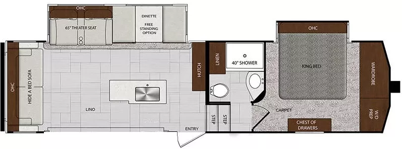 34' 2019 Forest River Impression 3000RLS w/3 Slides Floorplan