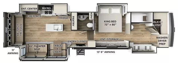 42' 2019 Palomino Columbus 383FB w/4 Slides Floorplan