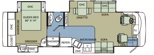 37' 2007 Holiday Rambler Neptune 36PBQ 325hp Cummins w/4 Slides Floorplan