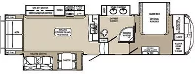 40' 2015 Forest River Palomino Columbus 375RL w/4 Slides Floorplan