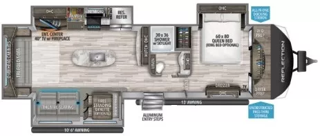 38' 2021 Grand Design Reflection 315RLTS w/3 Slides Floorplan