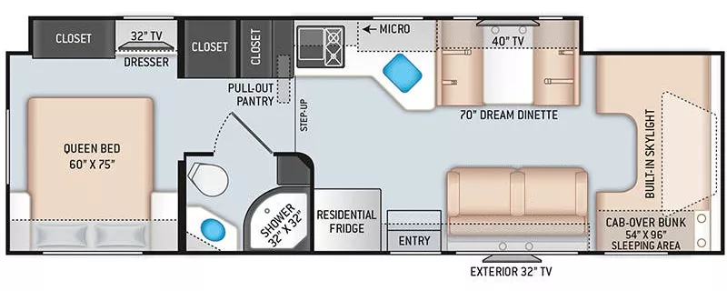 32' 2020 Thor Quantum WS31 w/Slide Floorplan