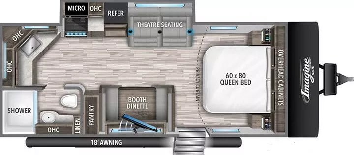26' 2022 Grand Design Imagine Xls 22MLE w/Slide Floorplan