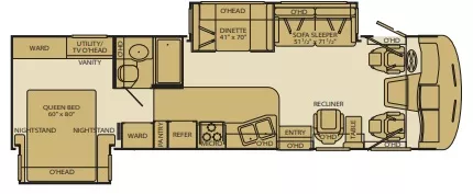 33' 2006 Fleetwood Southwind 32V w/2 Slides Floorplan